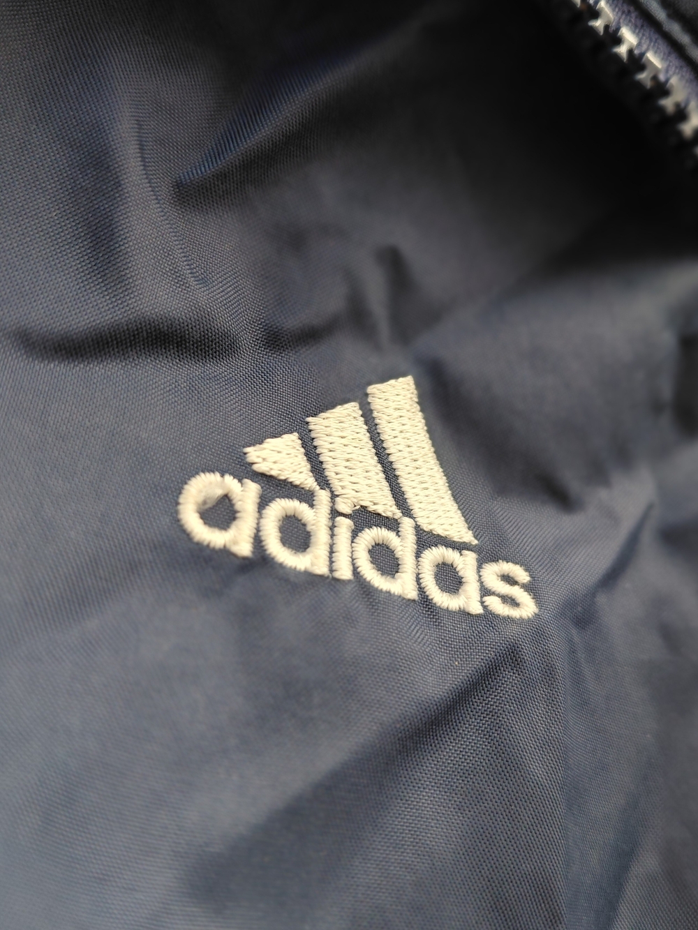 Vintage 90s Adidas Colorblock Windbreaker Navy Blue Jacket XL - Picture 2 of 16